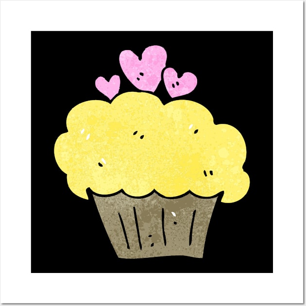 Heart Yellow Cupcake Sweet Dessert Love Sugar Food Foodie Cute Funny Happy Sarcastic Gift Wall Art by EpsilonEridani